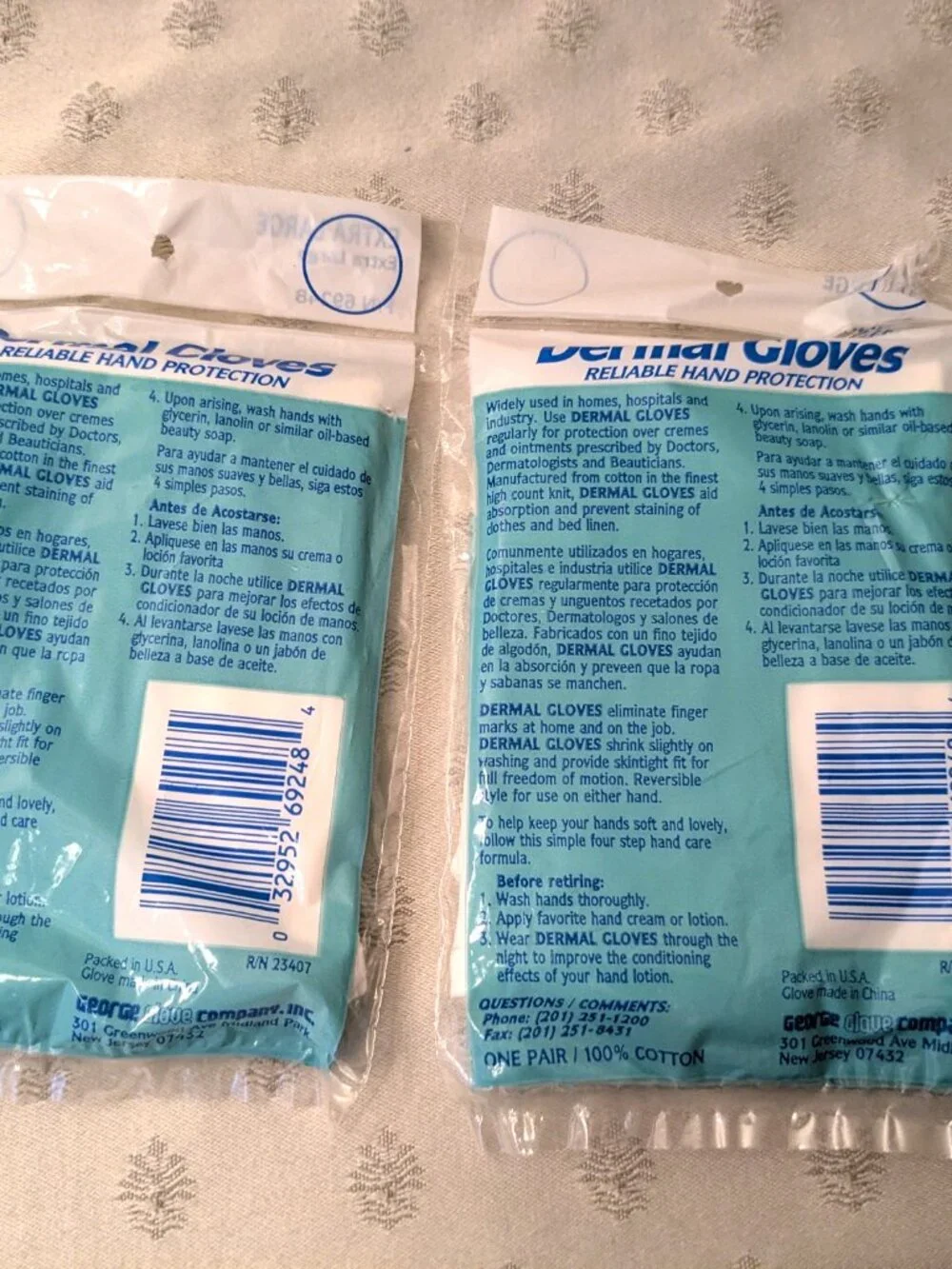 New! 2 Dozen White Cotton Dermal Gloves Extra Large